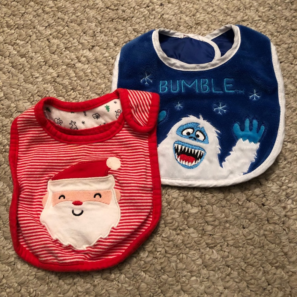 ❤️ 4/$20 Unisex Christmas Bibs, Lot of 2